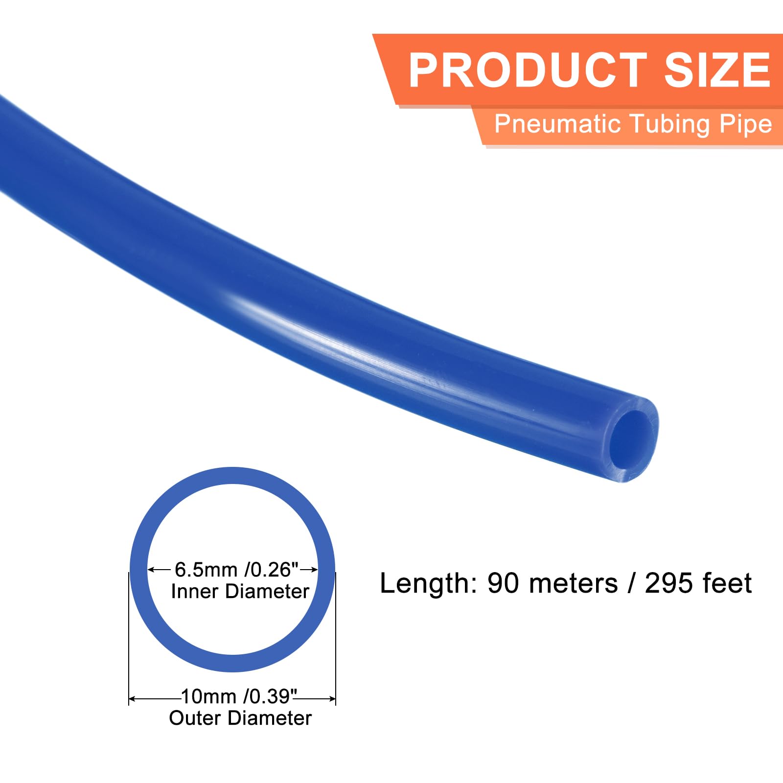 QUARKZMAN 90 Meter PU Pneumatikschlauch 10mm x 6.5mm (Außen-Ø x Innen-Ø) Pneumatic Polyurethane Schlauch Flexibel Druckluftschlauch Wasserschlauch Fluidtransfer Luftkompressor Blau