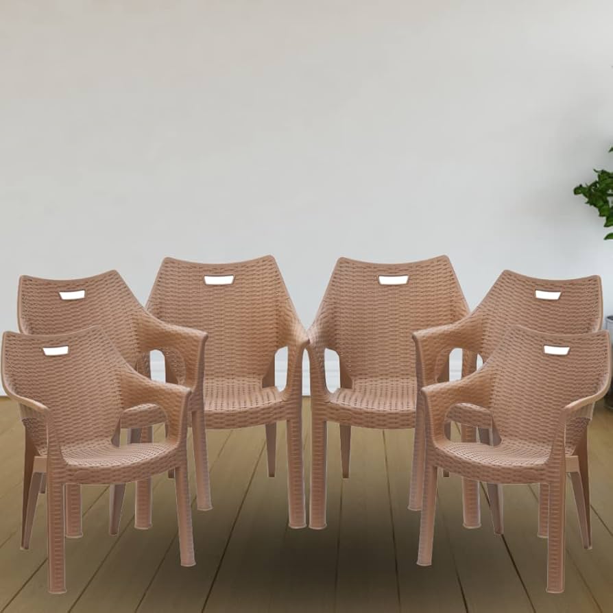 beige plastic patio chairs