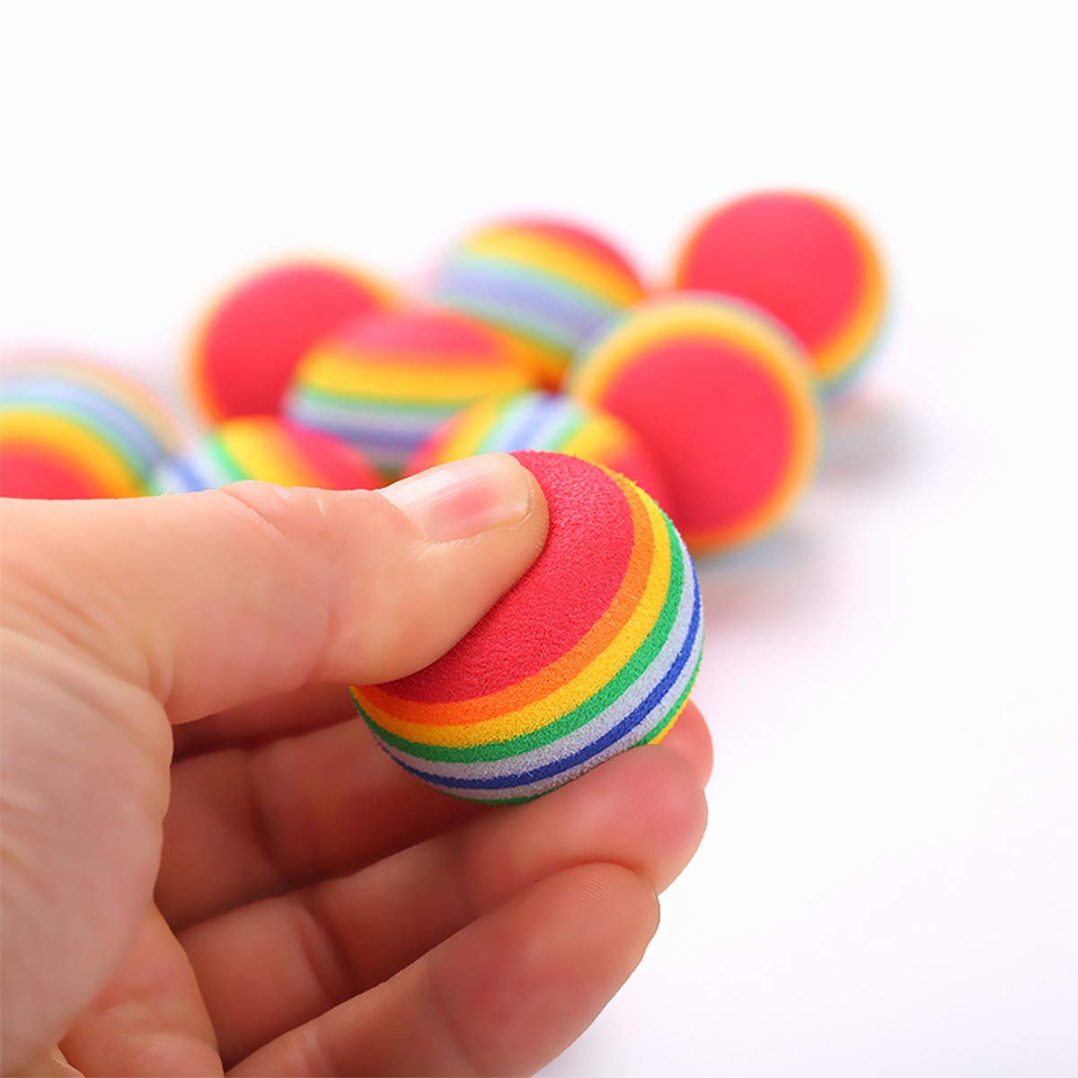 12 Stück Regenbogen Spielzeugbälle Für Katzen & Hunde - EVA-Schaum, Bunt & Sicher