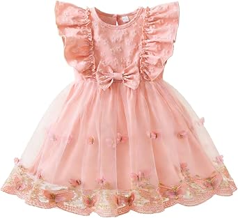 NNJXD Baby Girl Butterfly Dress Toddler Summer Casual Tutu Birthday Party Princess Tulle Dresses