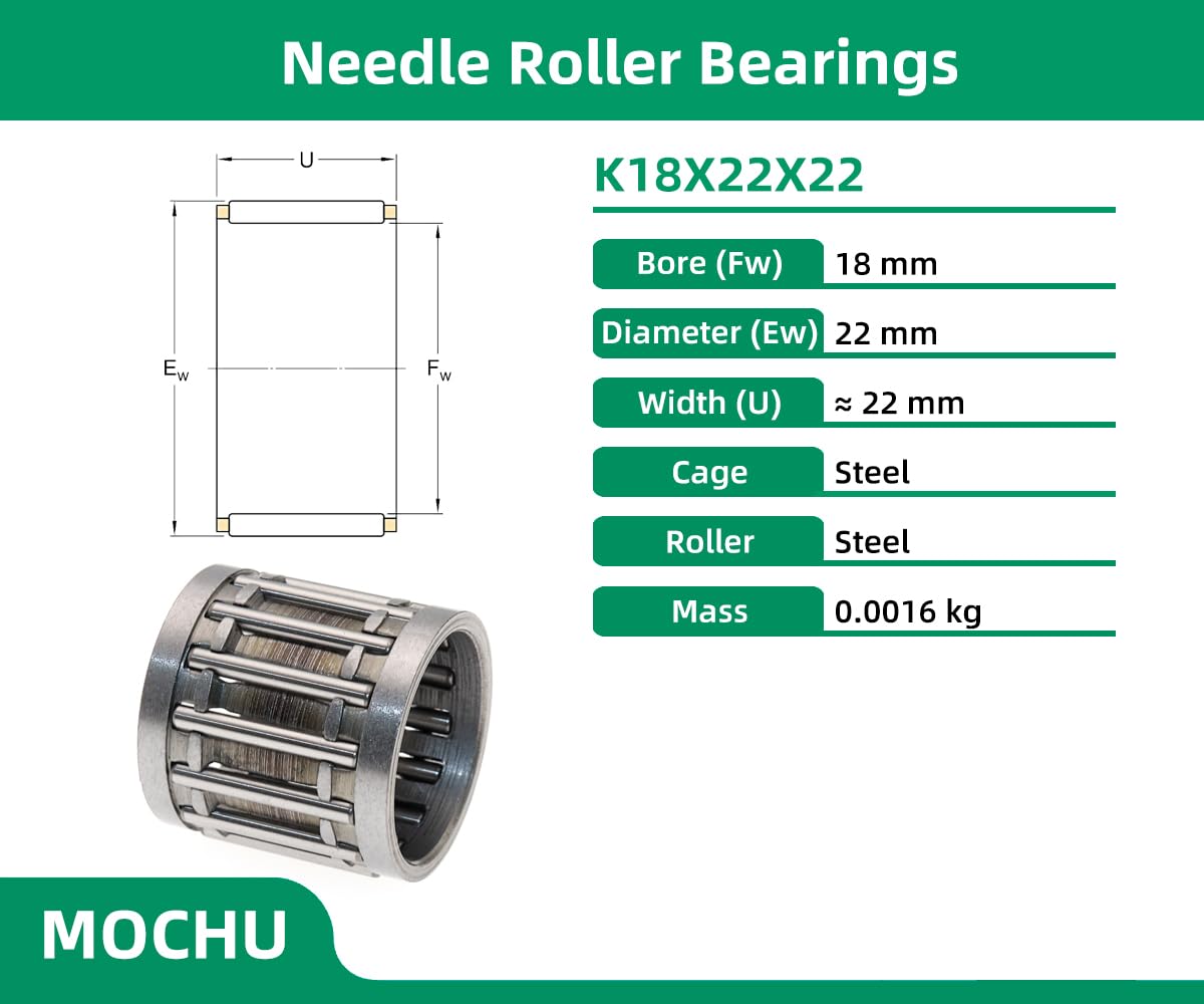 1PCS K18X22X22 18X22X22 MOCHU Single Row Needle Roller and Cage Assembly