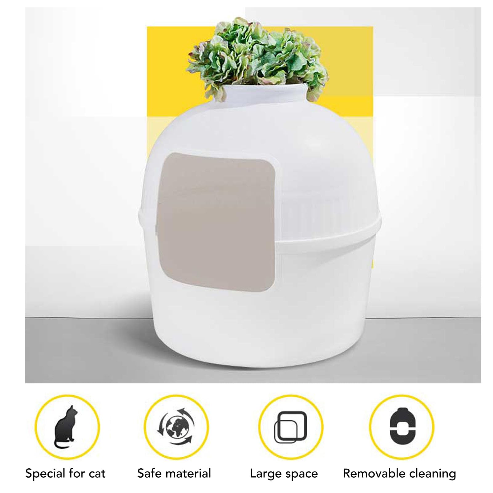 Bac à Litière pour Chat, Bac à Litière caché, Espace de sécurité fermé, Matériau PP, Bac à Litière caché pour Chat, Meubles pour la Décoration de la Maison, Intérieur Spacieux