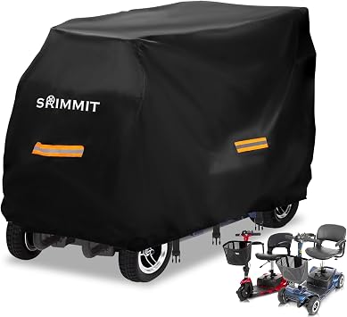 Upgraded Mobility Scooter Storage Cover,SRIMMIT Heavy Duty 420D Oxford Fabric Electric Scooter Cover, Waterproof,Anti-UV,Durable with Waterproof Strip,Reflective Strips,3 Buckles 2XL 69"x 25"x 47"