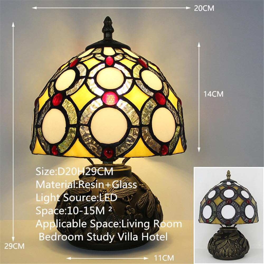 American Retro Lampada da Tavolo di Lusso Creatività Soggiorno Camera da Letto Lampada Studio Villa Hotel Vetro Colorato Scrivania Luce (Stile 29)