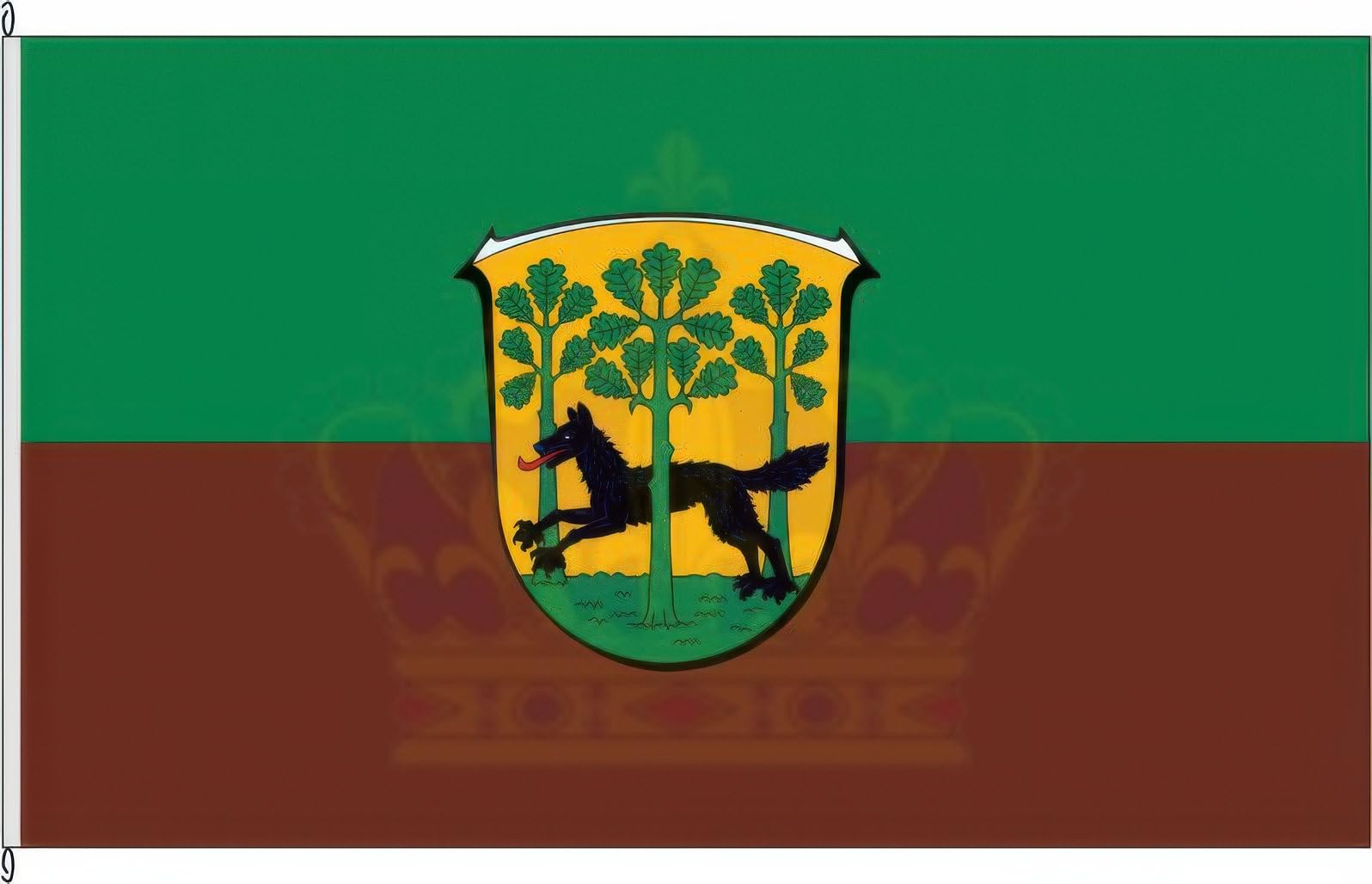 Zertifizierte Flagge Fahne Wolfhagen - KS 150 x 400cm - Bannerflagge mit Holzquerstab und Met.Karabinerhaken aus deutscher Flaggen-Manufaktur