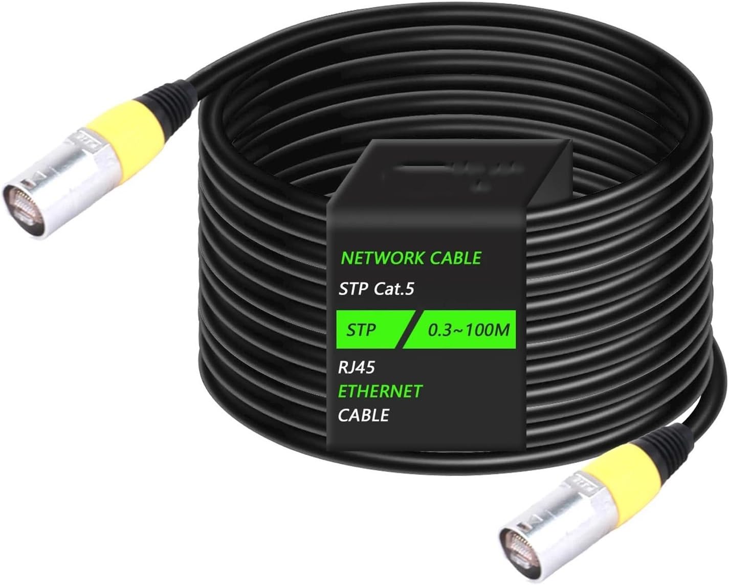 0.3-50M CAT5/CAT5E RJ45 Stage Ethernet Extension Shielded Cable Outdoor&Indoor LAN Network Cable with Zinc Alloy Plug(CAT5-STP-INDOOR,Yellow_10M)