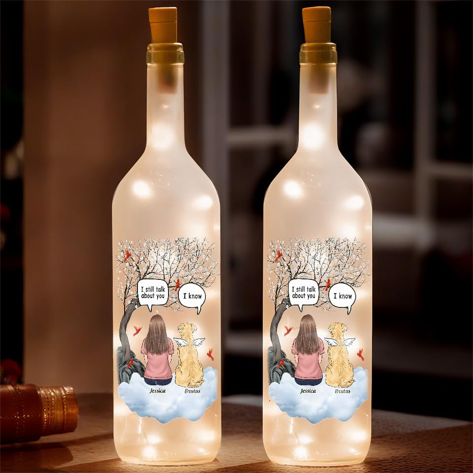 Joy Crafters Personalized Bottle Lamp – Love Knows No Goodbye, Personalized Pet Memorial Bottle Lamp, Dog Memorial Gifts for Loss of Dog, Pet Loss Sympathy Gift, Housewarming Gifts for Dog Lovers