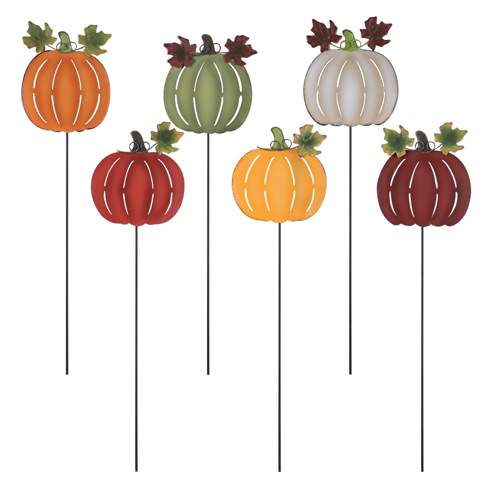 hogardeck Metal Pumpkin Garden Stakes