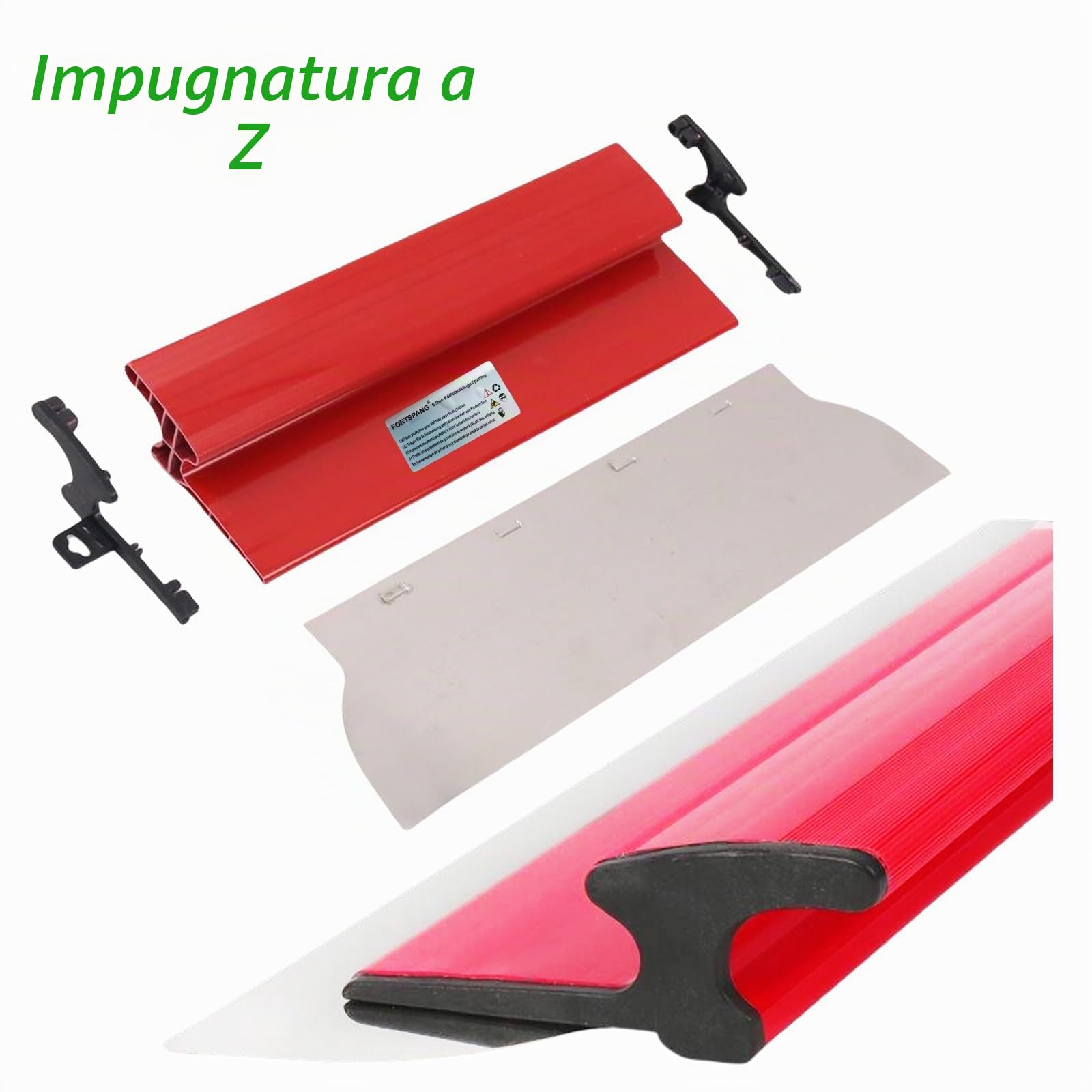 3 Spatole Stucco 100+60+40cm Acciaio Inox 0,5mm Set professionale per cartongesso, lama in acciaio con impugnatura a Z, ideale per grandi superfici, stuccatura precisa e uniforme
