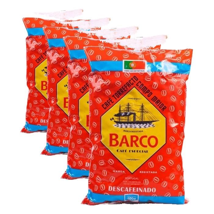 Barco Torrefacto Descafeinado - Café sin Cafeína - Mezcla con Azúcar Caramelizado - Sabor Pronunciado y Aromático - 500 g (Paquete de 4)