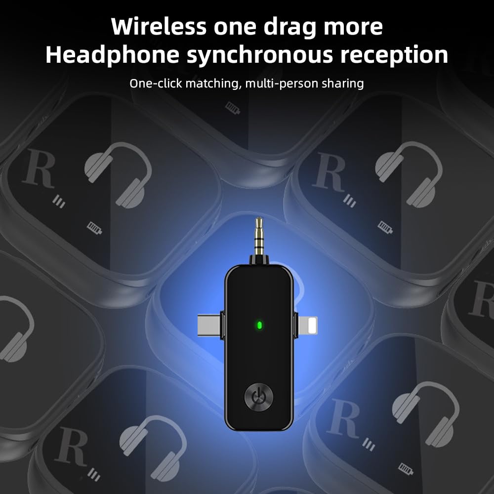 5.8G Inalámbrico en el Sistemas de Monitor de Oído, Auriculares del Sistemas IEM de Monitoreo de Doble Canal con 3 in 1 Receptor de Transmisor para Conciertos Musicales (2 receptores)