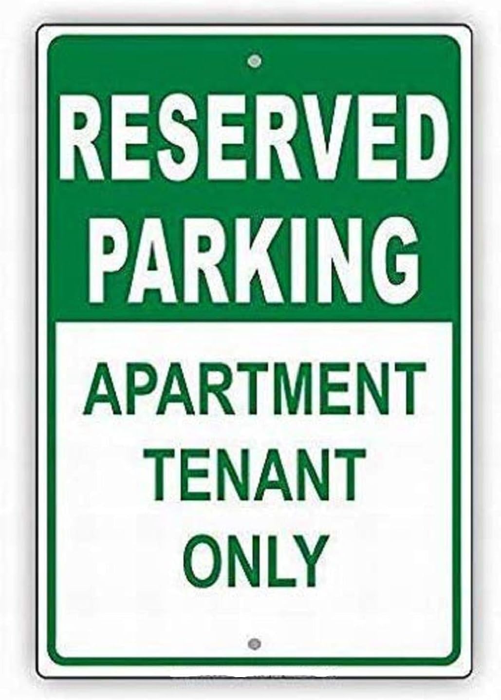 peiyeety Wall Decor Sign Reserved Parking Apartment Tenant Only Green Metal Tin Sign Business Sign Aluminum Metal Tin Sign 8"x12"