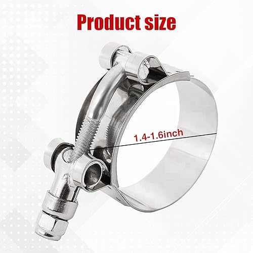 Miniatura 7 de Yonput 2 abrazaderas de manguera de silicona de acero inoxidable con perno en T abrazadera intercooler de tubo turbo plateado rango ajustable de