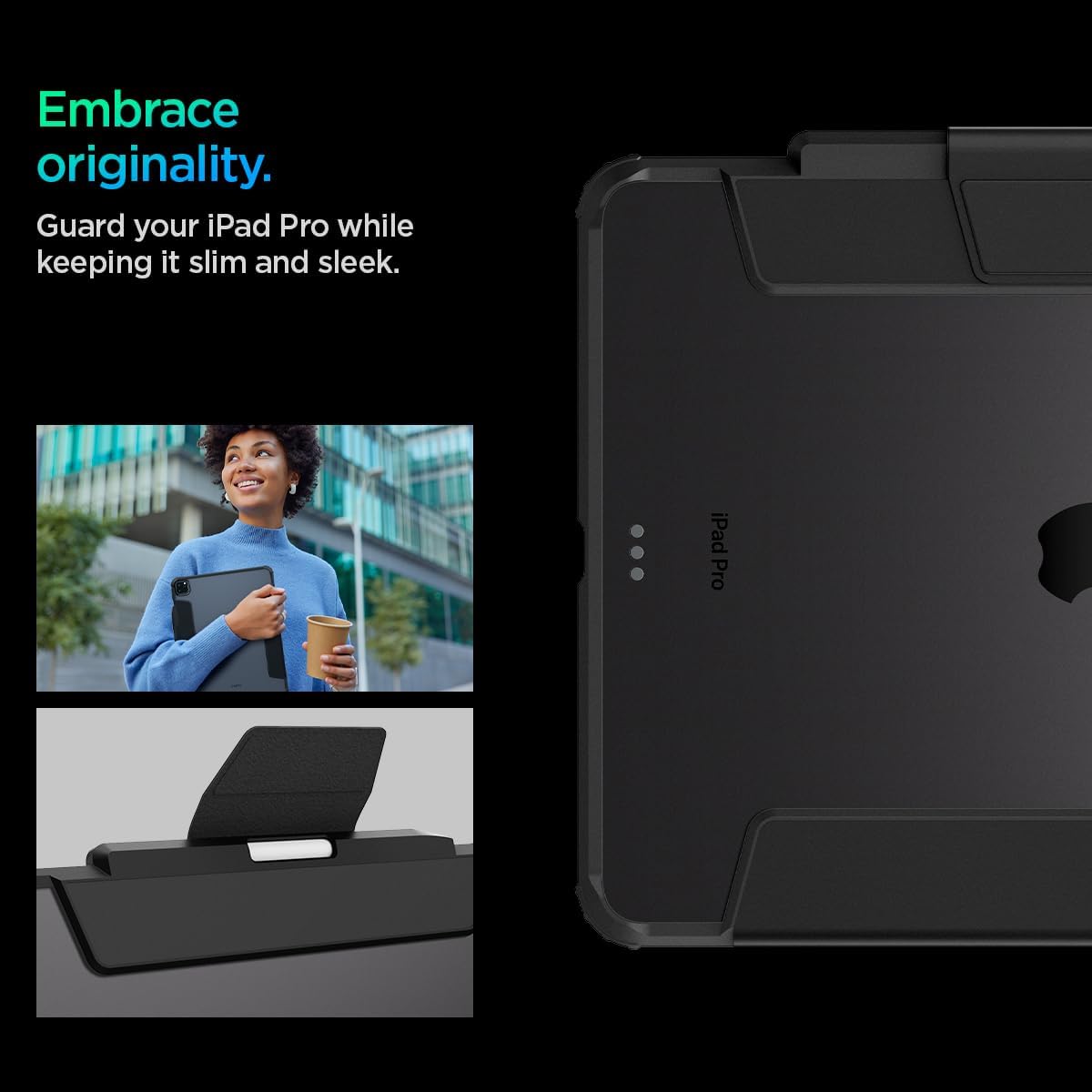 Spigen for iPad Pro 13 inch Case M5/M4 (2025-2024), Ultra Hybrid Pro with Clear Transparent Back and Pencil Holder, Black - Image 3