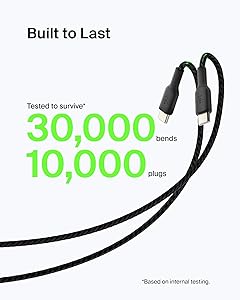 Belkin USB C to USB A Cable, 3.3ft, 15W - Type C Charger, iPhone Charger Cord, Braided, Flexible for iPhone 17 & 16, Galaxy S25, Pixel 10, iPad Pro, AirPods Pro, Switch 2 & More, CarPlay - Black