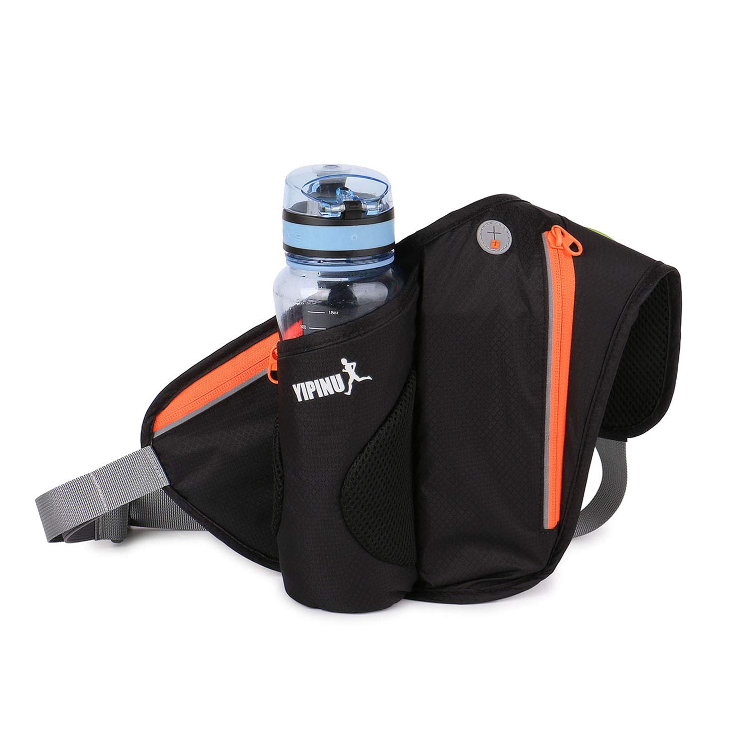 FANDARE Bananentassen, wandeltassen, bananentas, sporttas, hardloopriem met flessenhouder, Fanny Pack voor sportschool, joggen, klimmen, reizen, slingtas, waterdicht, nylon, zwart., L