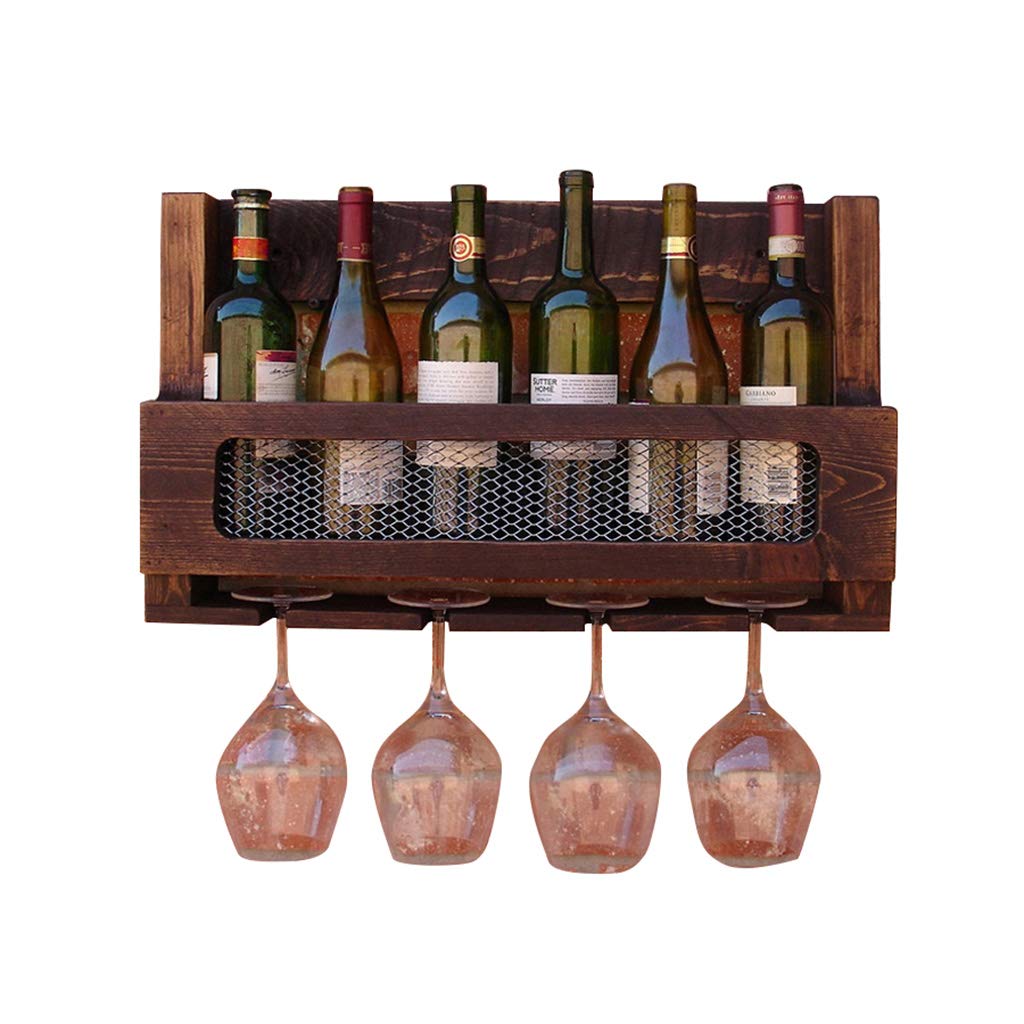 Porte-bouteille de vin en bois massif Lunezy style américain 60cm