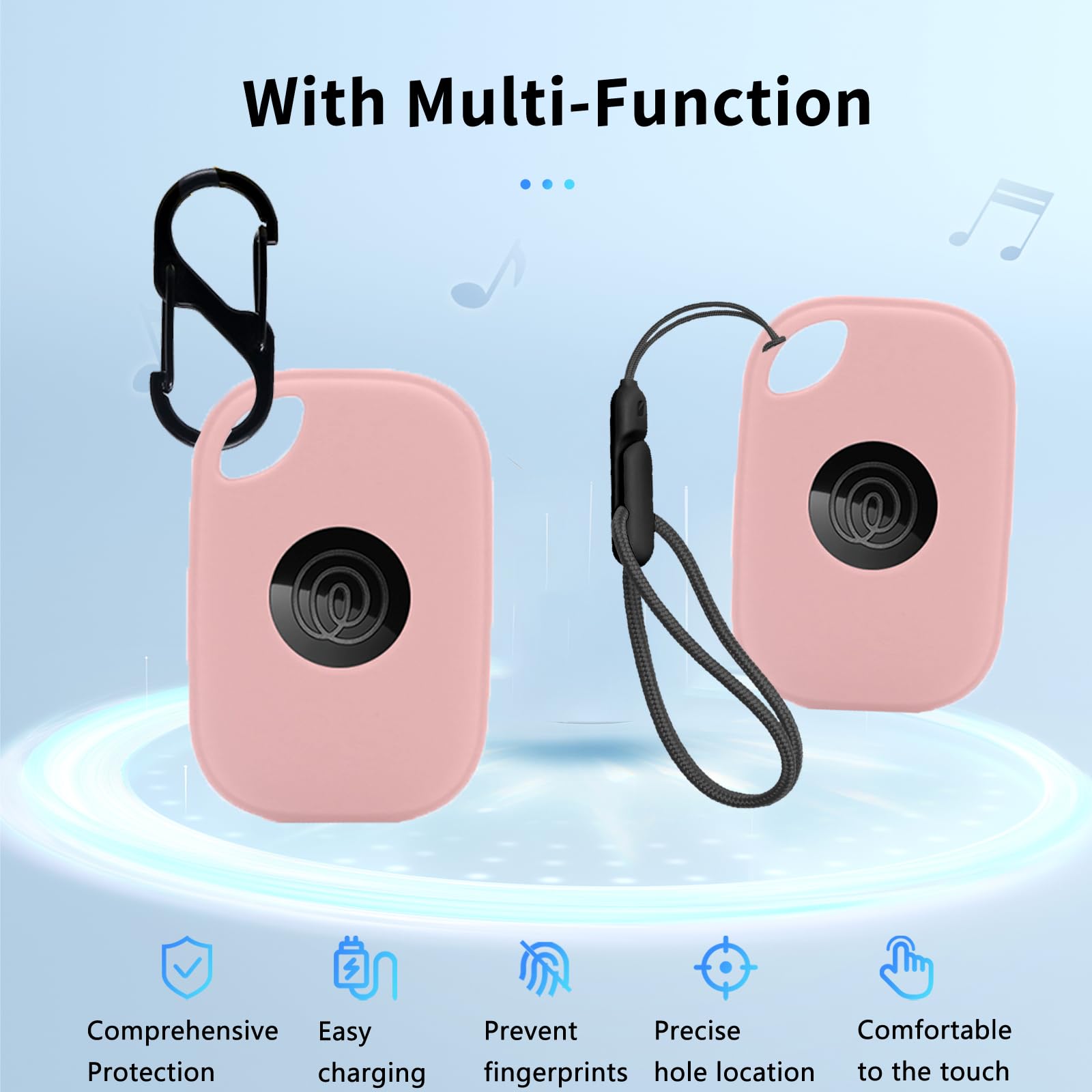 NOUKAJU Case for Tile by Life360 Pro (2024),Silicone Protective Cover(with Carabiner + Lanyard) Drop-Proof,Scratch-Proof,Shock-Proof,Dust-Proof,Protective Case for Tile Pro 2024 RE-61011(Pink)