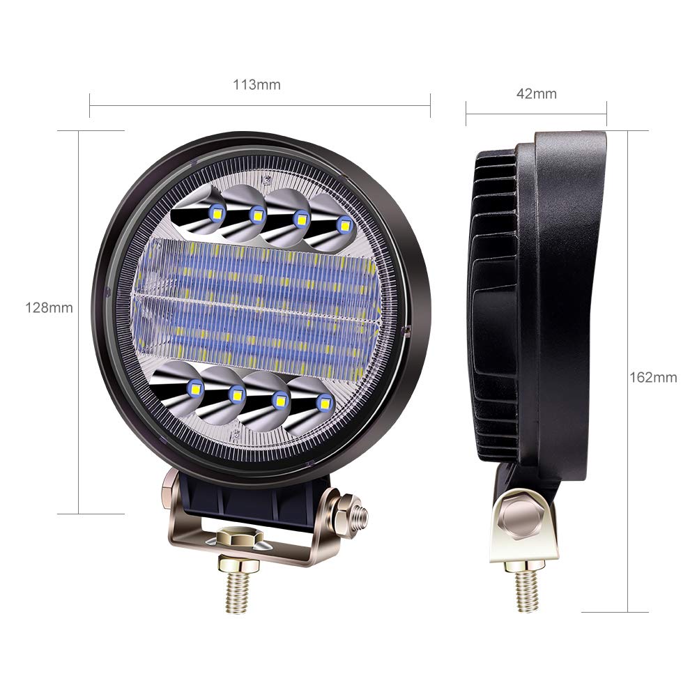 2 luces LED de trabajo redondas de 4,5 pulgadas, haz combinado de inundación, 72W barra de luz de conducción todoterreno, luces de trabajo antiniebla para tractor, camión, coche, 4x4, ATV, SUV