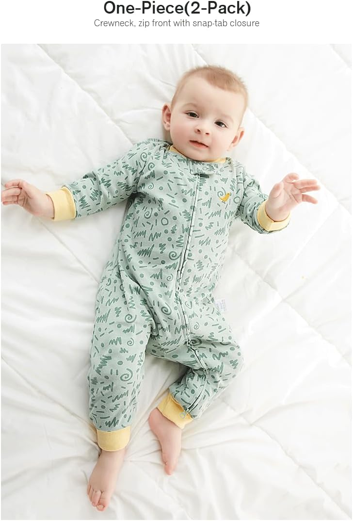 Teach Leanbh Baby 2-Pack 100% Cotton Romper Jumpsuits Two Way Zipper Long Sleeve Footless Sleep and Play - Image 7