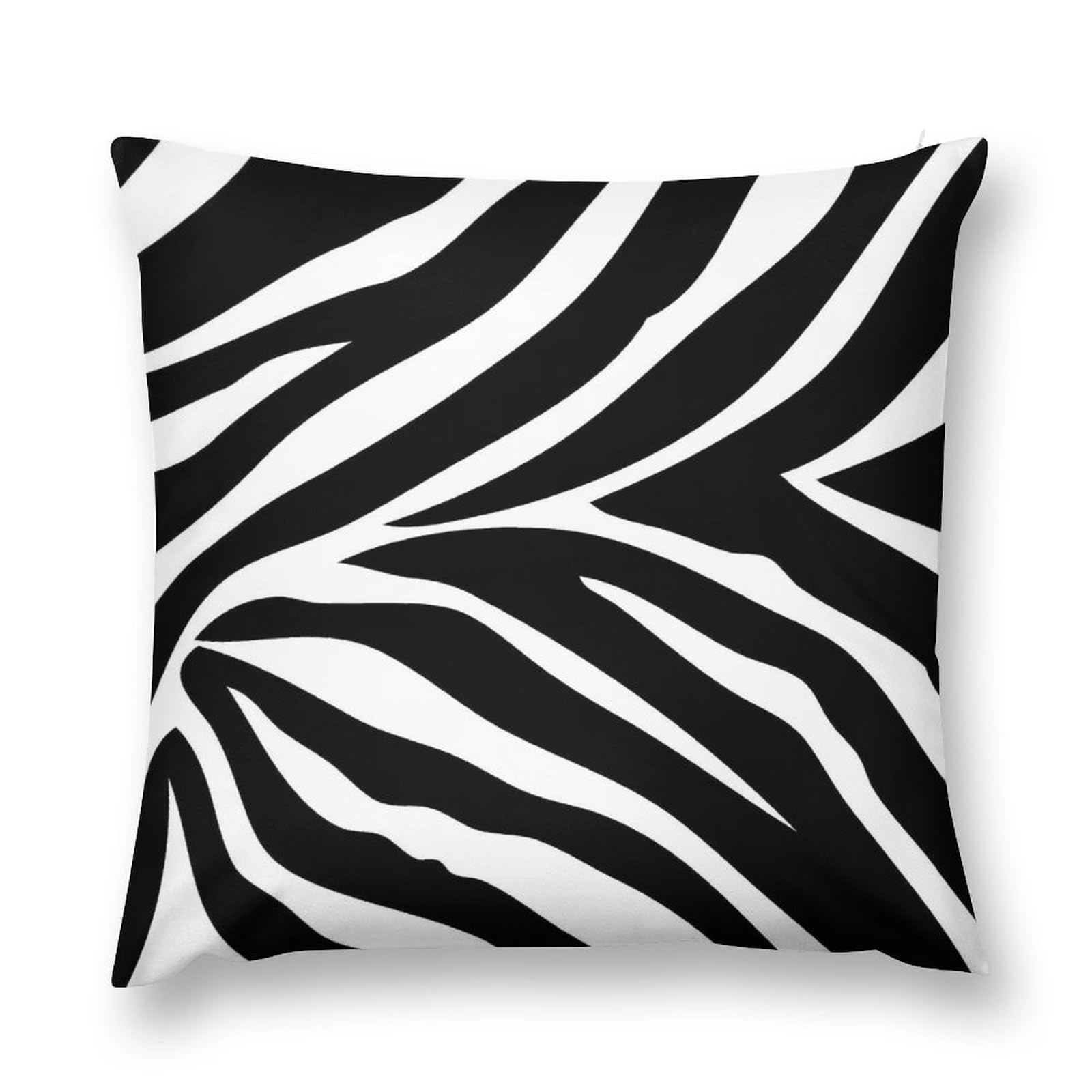 Czzyh Black White Simple Zebra Short Plush Cushion Cover 40Cm X 40Cm, Concealed Zipper, Black Cartoon Zebra Pillow Case For Living Room, Bedroom, Sofa