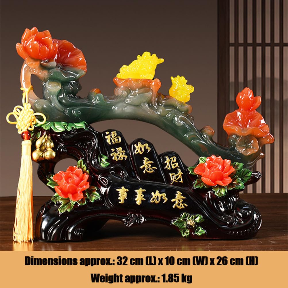 Figurki Ruyi Ozdoby dekoracyjne na biurko w domu Wyjątkowe, ręcznie robione żywiczne posągi Feng Shui Małe eleganckie akcesoria na biurko Parapetówka Szczęście Bogactwo dla,32 * 10 * 26cm