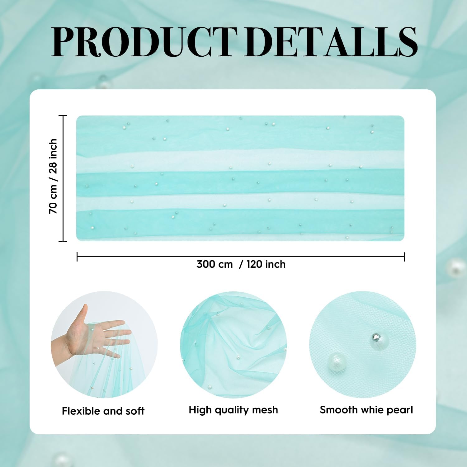 Artoid Mode Pearl Turquoise Gauze Table Runner 120 Inch 10FT, Seasonal Sheer Dining Holiday Wedding Birthday Baby Shower Table Decor for Home Party