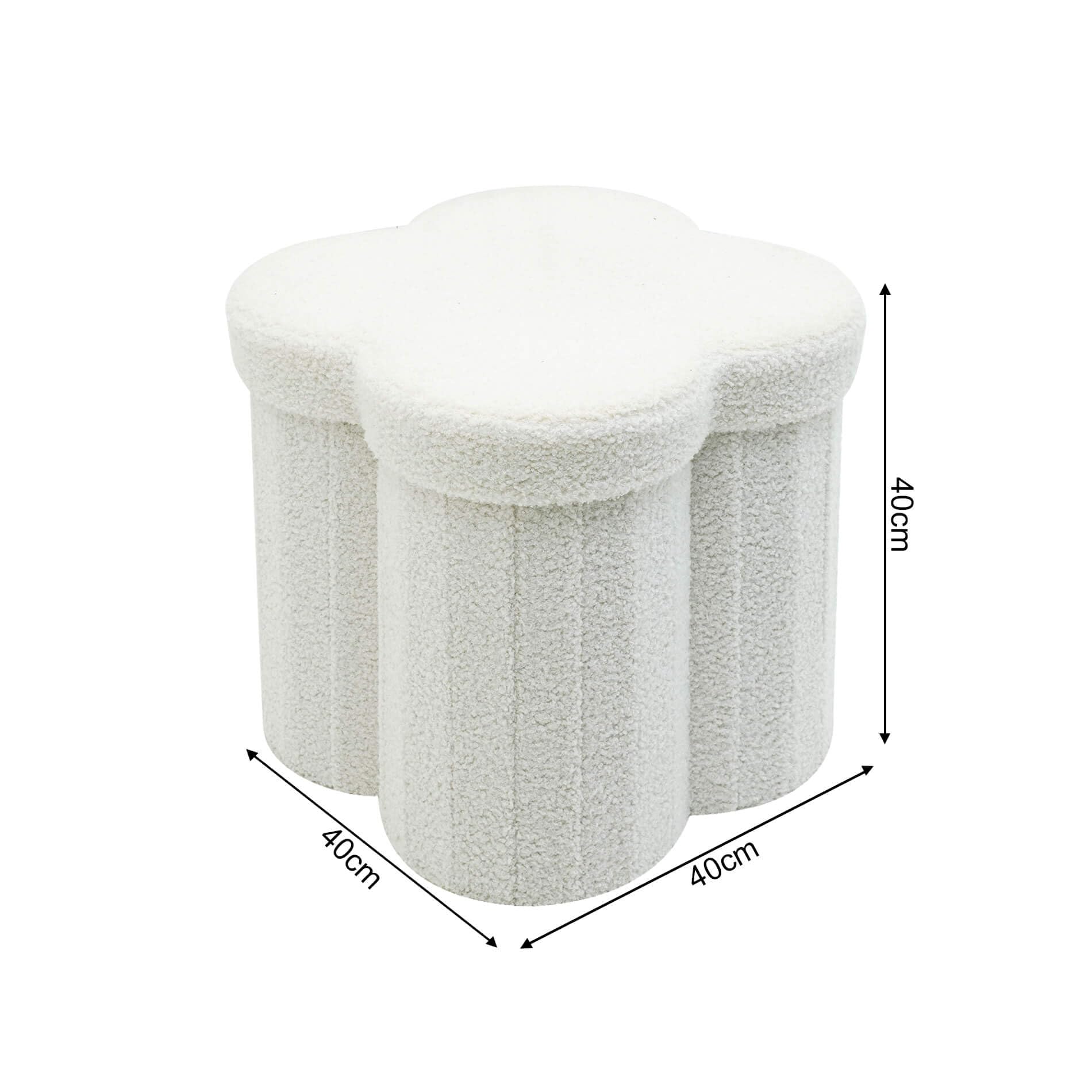 Rebecca Mobili Pouf pour Chambre d'enfant, Pouf de Rangement, Blanc, Tissu Polyester MDF, en Forme de Nuage, avec Couvercle, Pliable - Dimensions HxLxP: 40 x 40 x 40 cm - Art. RE7063