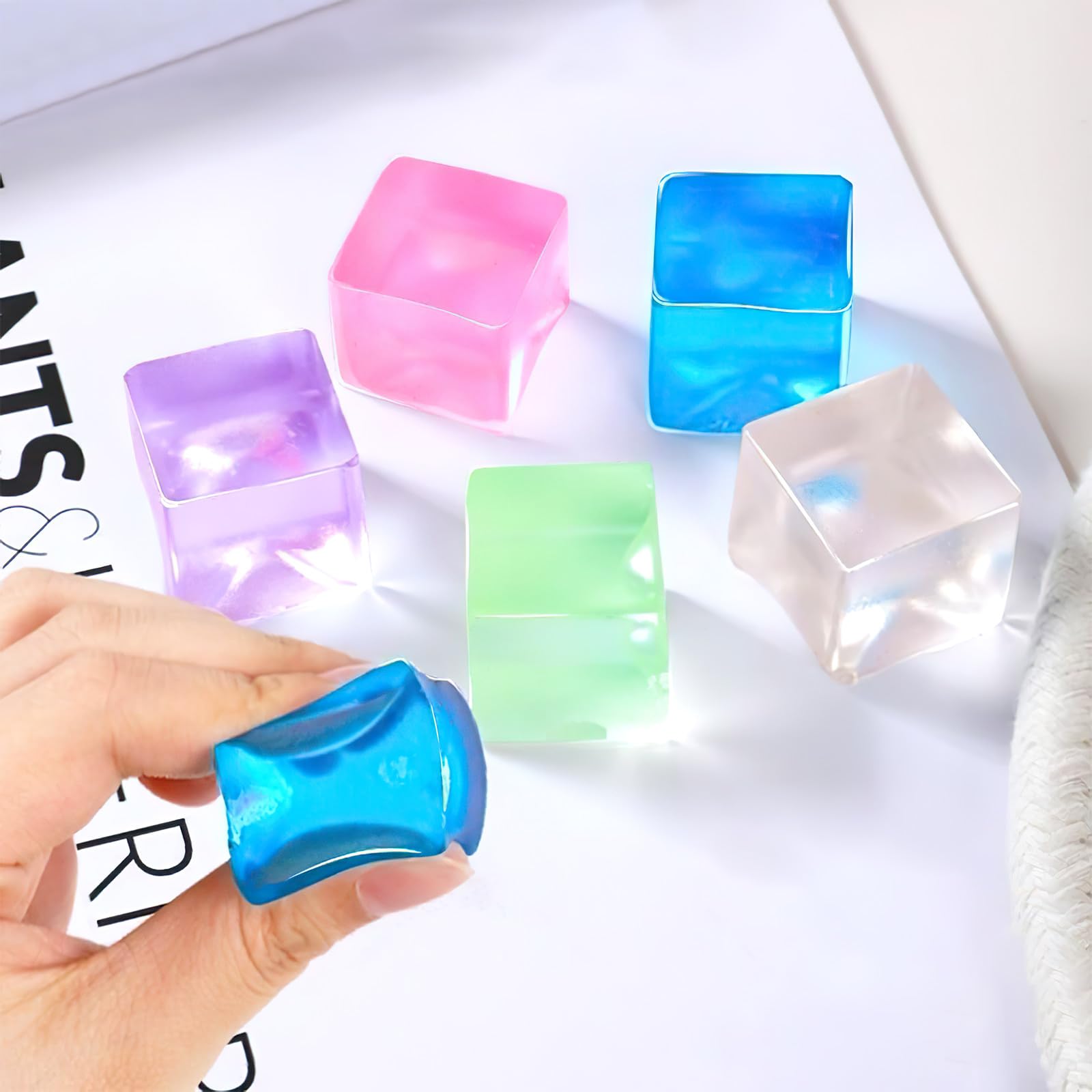 20Pcs Stress Balls Fidget Toy for Kids Adults, Squeeze Ball Stress Relief Sensory Toys, Mini Ice Cube Sensory Balls Stress Toy, Fidget Ball Toys for Autism, ADHD, Hand Exercise and Party Bag Gift