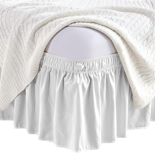 Miniatura 5 de FreshCulture Falda de cama Queen, falda de cama elástica envolvente tamaño Queen, faldas de cama para cama ajustable, fácil ajuste con caída a