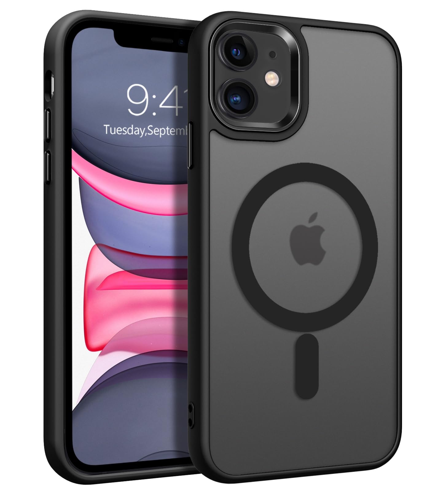 YUANDMI Cover Magnetica per iPhone 14 Pro Max Compatibile con MagSafe, Custodia Per iPhone 14 Pro Max Traslucida Opaca Case Ultra-Sottile Silicone Anti-Scivolo Resistente ai Graffi, Rosa