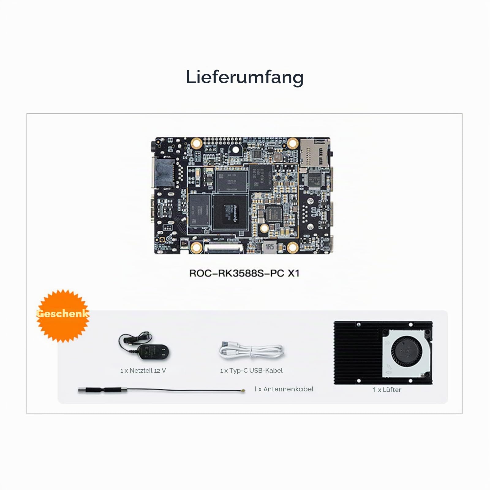 Firefly ROC-RK3588S-PC 8K AI Rockchip RK3588S Single Board Computer 16GB RAM LPDDR4 & 128GB eMMC Speicher Wi-Fi 6 & Bluetooth Unterstützung UEFI Boot für AIoT Edge Computing