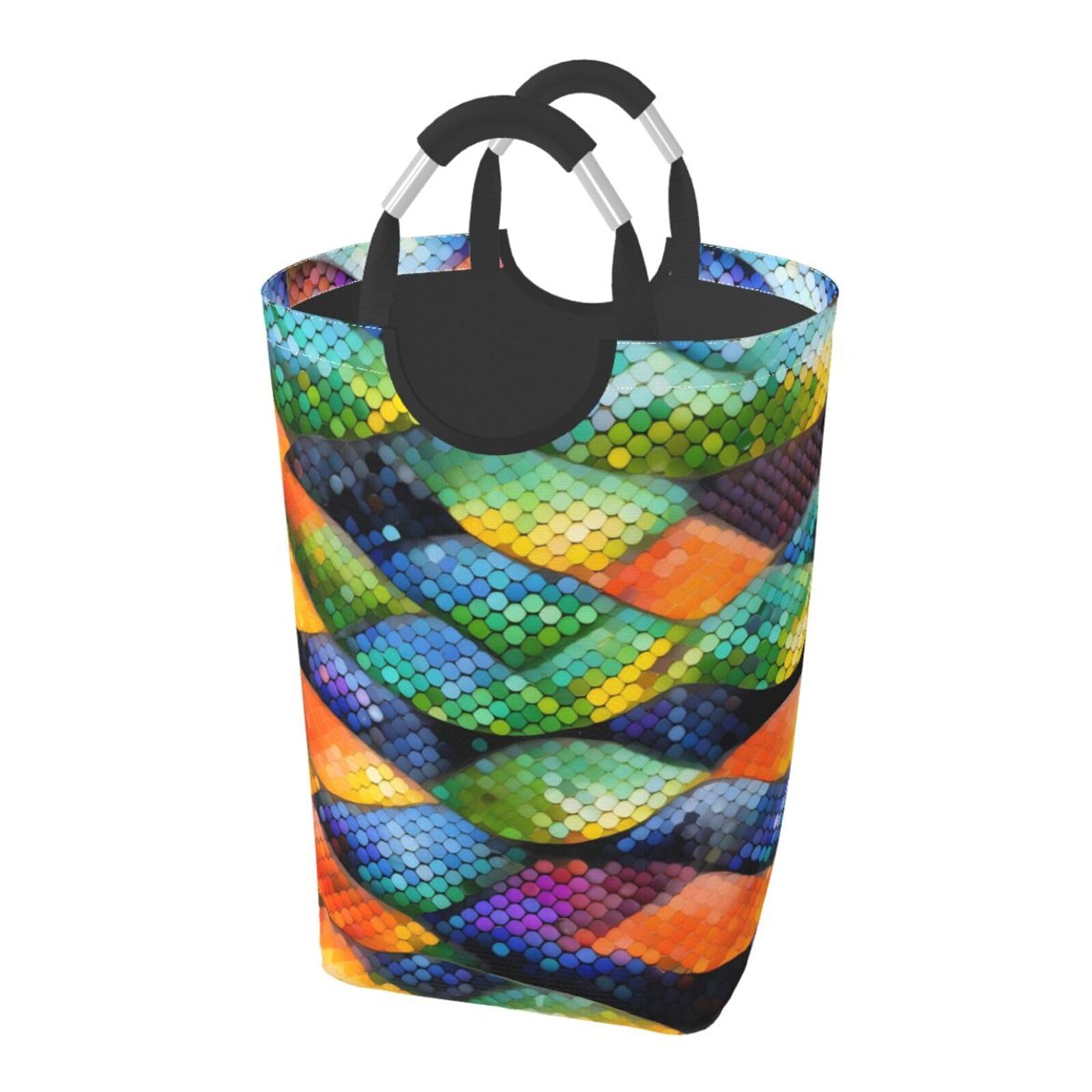 Regenbogenfischschuppen-Aufbewahrungstasche, faltbar, quadratisch, 50 l, Wäschekorb für schmutzige Kleidung, geeignet für Waschküche, Schlafsaal, Schlafzimmer