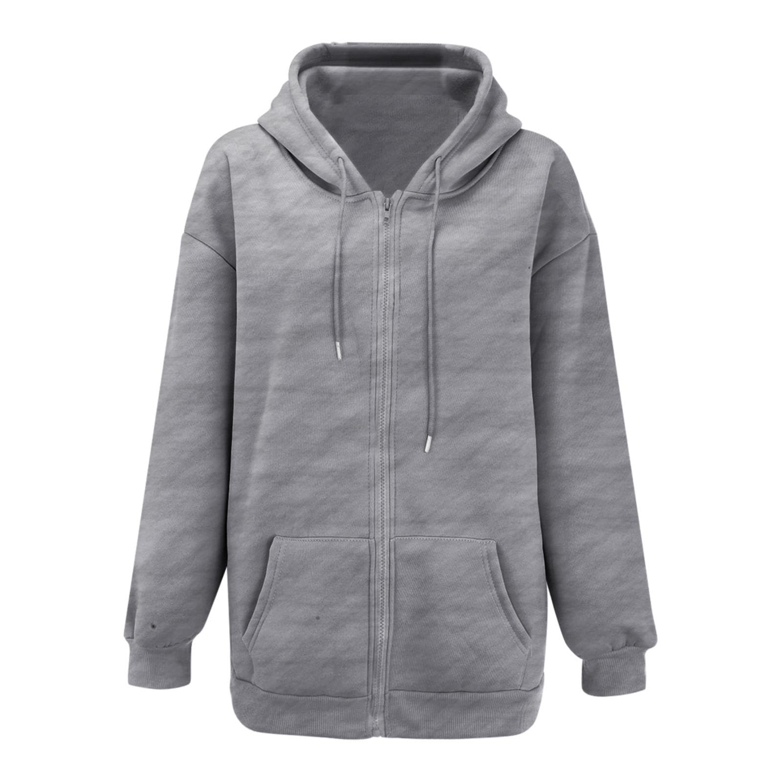 Générique Sweat Zippé Femme Grande Taille, Veste Sport Femme Capuche Sweatshirt Mi Saison Hoodie Automne Manteau Décontracté Manteaux Polyvalent Veste Leger Vêtements Uni Survêtement Avec Poche Sweat