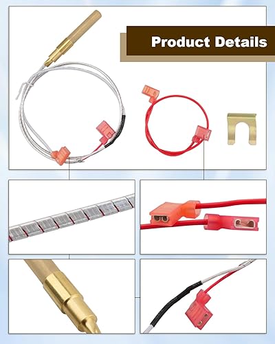 Miniatura 3 de ULXIOM 100112328 - Conjunto de termopila de 750 milivoltios de repuesto de 21 pulgadas, apto para calentador de agua Reliance Whirlpool A.O.Smith