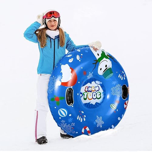 LIOOBO Tubo de nieve de 47 pulgadas con asas trineo de nieve inflable de PVC resistente a la congelación anillo de nieve de invierno para esquí