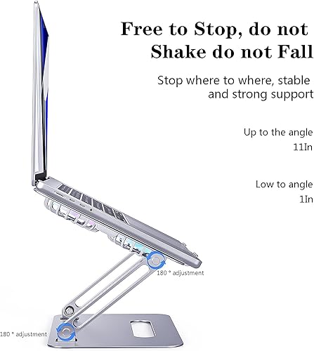 Miniatura 10 de Soporte ajustable para laptop con ventilador USB Hub compatible con computadora portátil de 10 a 15 pulgadas, elevador ergonómico de computadora