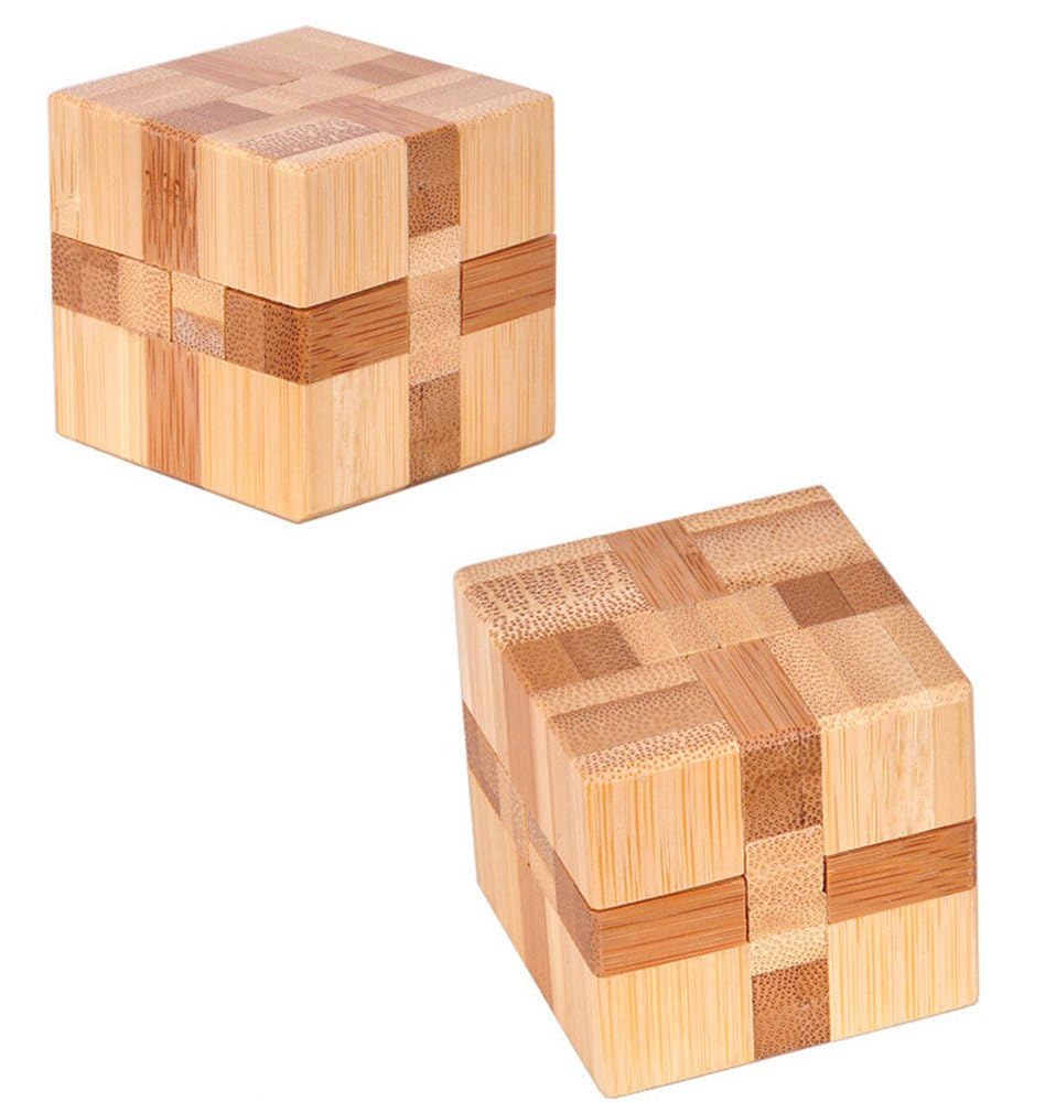 9 Piezas Cubo Rompecabezas 3D de Madera del Enigma Educativo Juego Puzle - Clásica de Cerradura de Brain Teaser Puzzle IQ Juguetes para Niños y Adultos - Idea de Regalo y Decoración