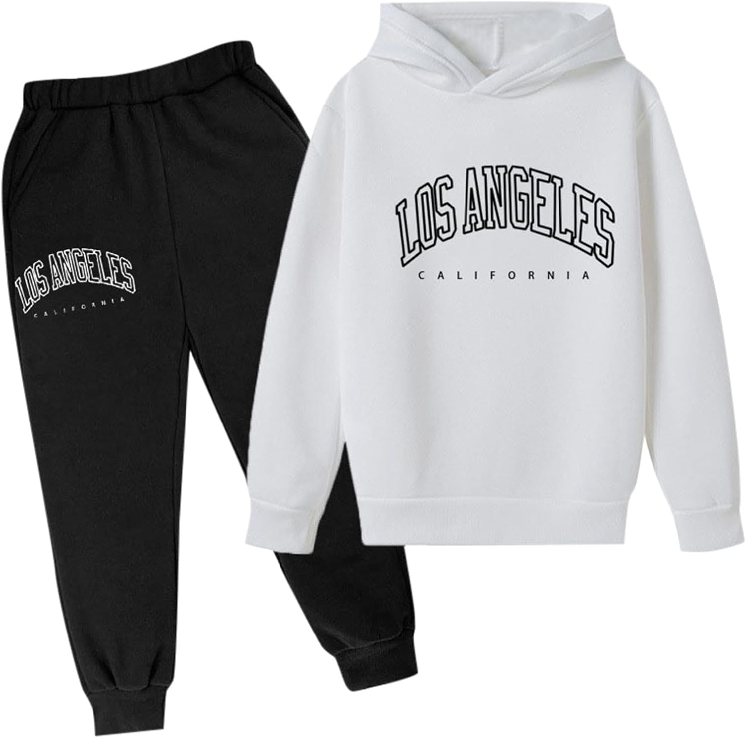 2 Piece Outfits for Girls Fall Cozy for Girls Kids Hooded Los Angeles California Letter Children Workout Track Suits