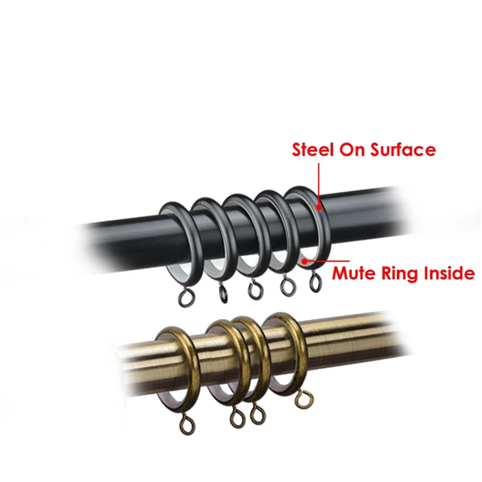 Tende con Anelli Confezione Da 30 Anelli For Tende In Acciaio Con Occhielli In Ottone, Anello Muto All'interno Di Accessori For For Aste Diametro 13-28 Mm/0,75-1,25 Pollici(Inner Dia.38mm)