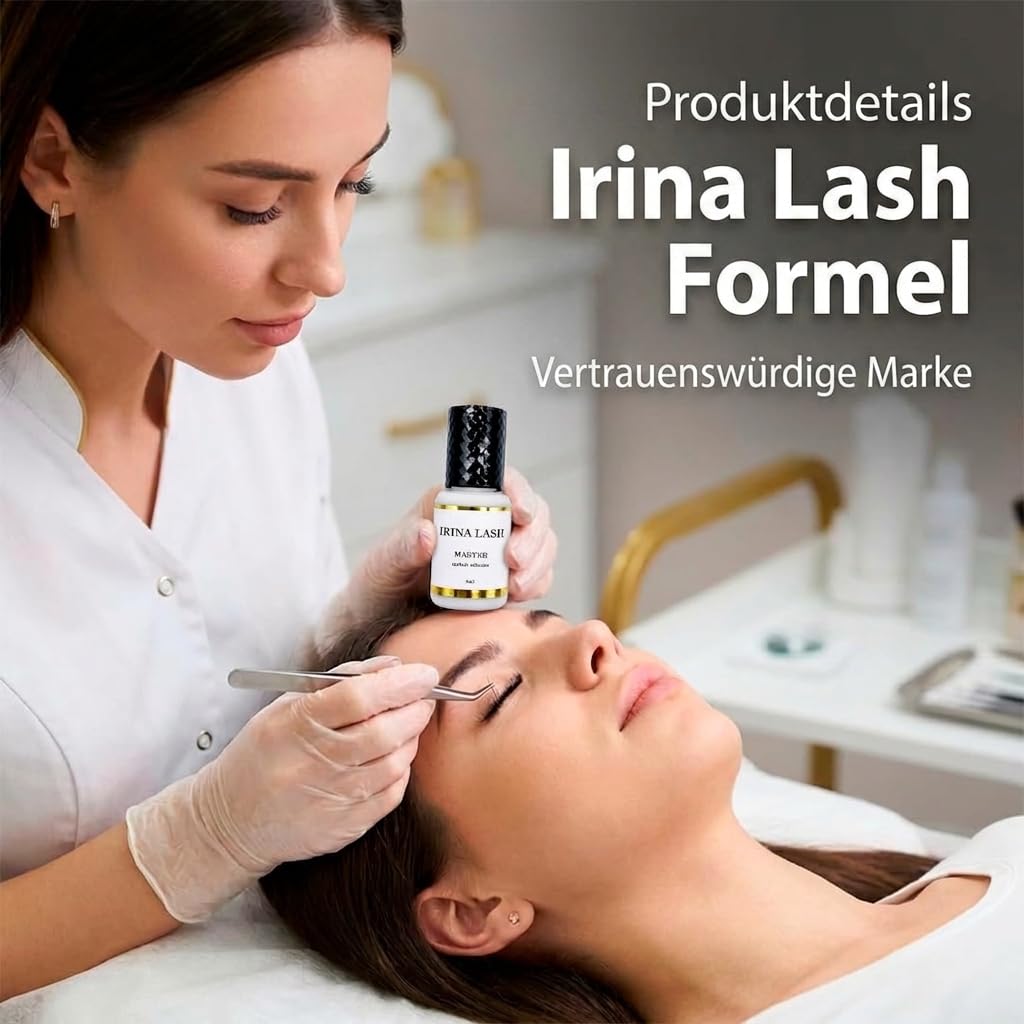Haar zu Haar Wimpernkleber Volumen Master, Zulassung im Gesundheitswesen, Schnelles Trocknen in 1 Sek., hält 7 Wochen, 5 ml schwarz für Verlängerungen - Irina Lash