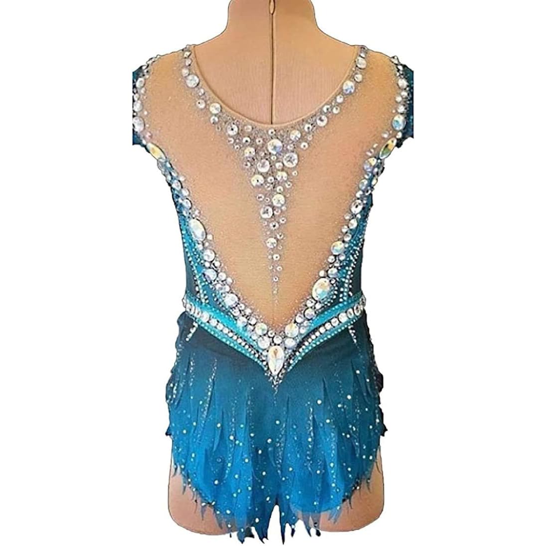Body da Ginnastica Ritmica per Bambine Abito da Gara di Pattinaggio su Ghiaccio Sfumato Vestiti da Pattinaggio Artistico Gonne da Danza per Ginnastica per Bambini
