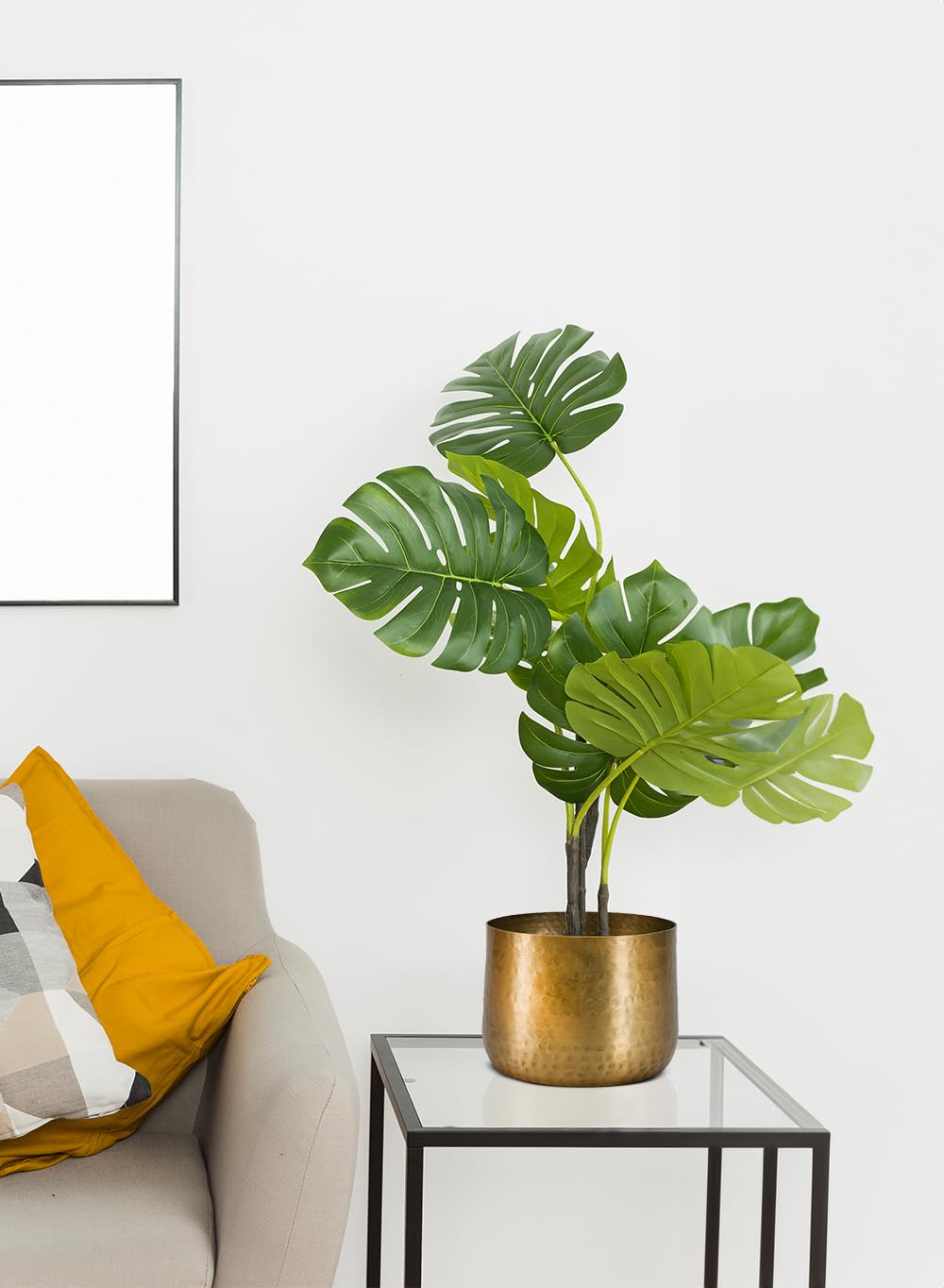 Condition photo showing New/Like New for serene spaces living antique brass look gold hammered pots: stylish indoor planter, decorative accent for potted plants, gold flower vase - perfect for weddings or centerpieces, medium
