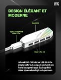 EZDIY-FAB MH01 Hub USB Interne 2.0 9 Broches, Hub 4 Ports USB Alimenté par SATA avec Connexion Type-C Intégrée, Fixation Magnétique, Design Compact pour PC, AIO, Watercooling, Hub RGB – Blanc - 2