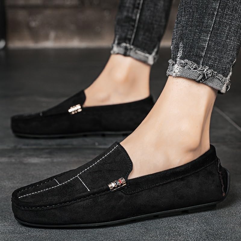 Fashionable Men Loafers Classic British Style Suede Deerskin Casual Dress Personality Small Leather Shoes 20242