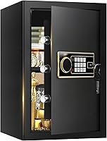 AONBNOCT 3.4 Cu Ft Fireproof Waterproof Safe for Home - Large Security Box with Keypad, Spare Keys, Removable Shelves & Anti-Theft Alarm
