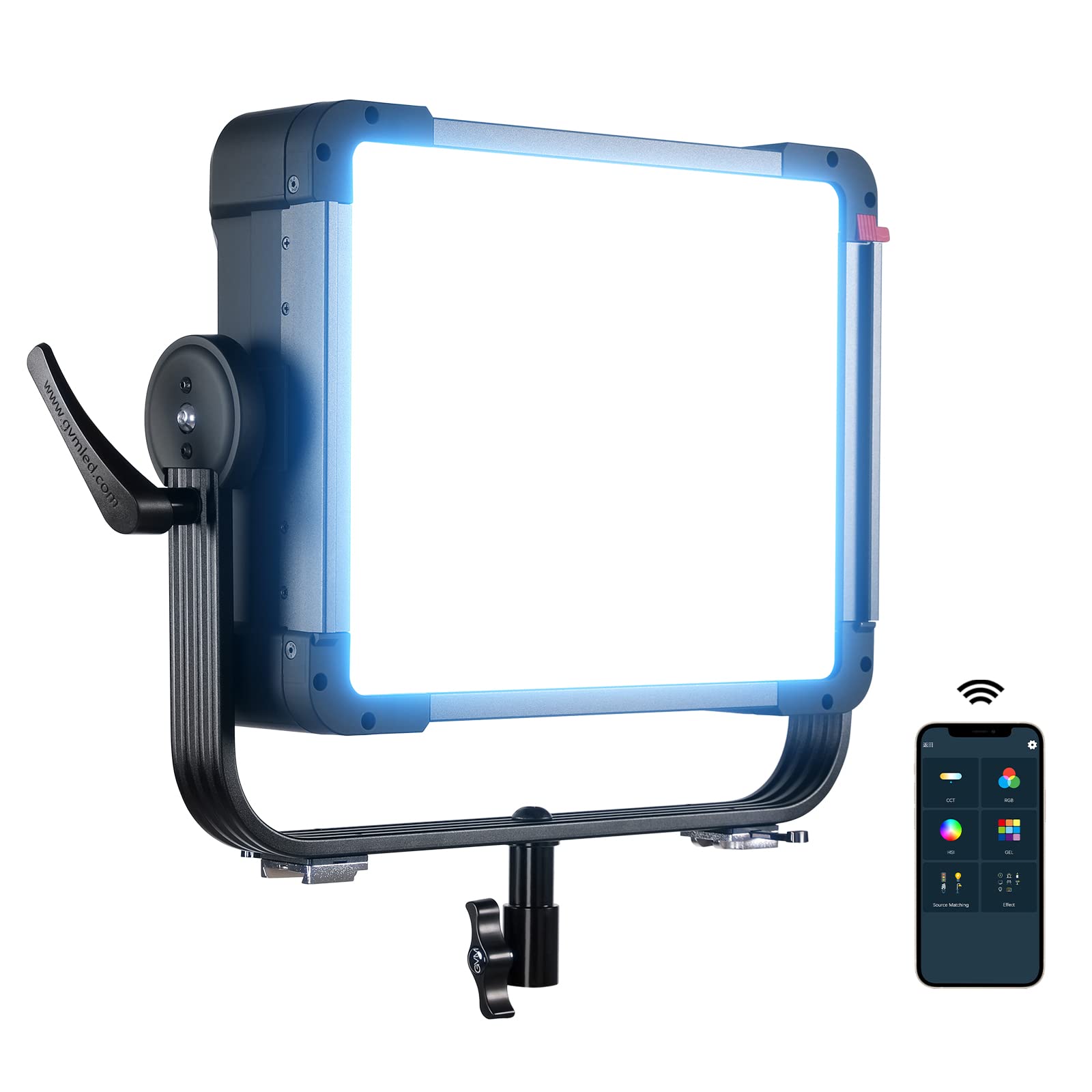 GVM - Lampada video a LED RGB, 200 W, controllo tramite app, illuminazione video a LED, 2700 K ~ 7500 K, CRI97+, luce da studio, luce continua, per video, YouTube, set da studio, matrimonio, 12 scene