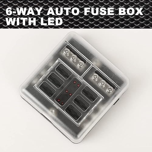 Miniatura 3 de CNNELL Caja de fusibles de hoja de bloque de fusibles de 6 vías con indicador LED para 12 V 24 V coche marino 6 circuitos portafusibles bloque de