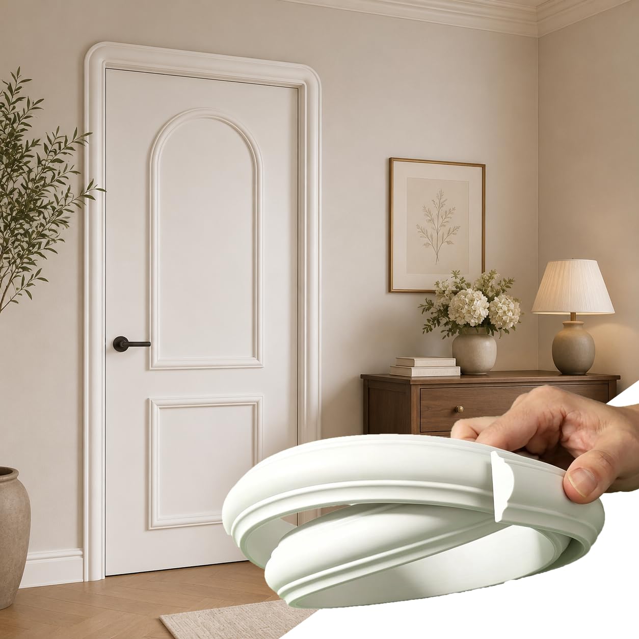 5M/16.4FT Flexible PVC Moulding Trim Paintable Doorway Kit 4.0CM,5M