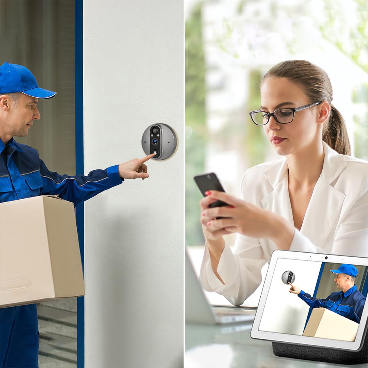 PRIXTON Mirilla Digital Smart Guard DV50, Pantalla a Color de 4,3", WiFi y App móvil, Visión Nocturna, Detector de Movimiento PIR, Audio bidireccional, Tarjeta SD de hasta 64GB, 3 Meses de Autonomía